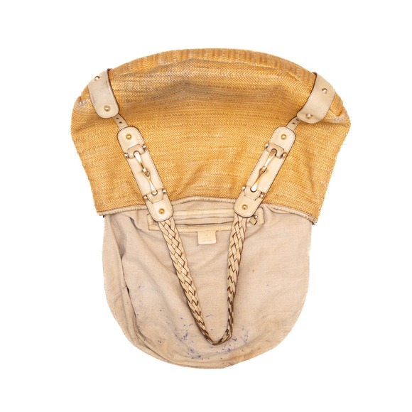Auth Gucci Pelham Raffia Shoulder Hand Bag Womens Medium Beige Leather Strap - Picture 8 of 15